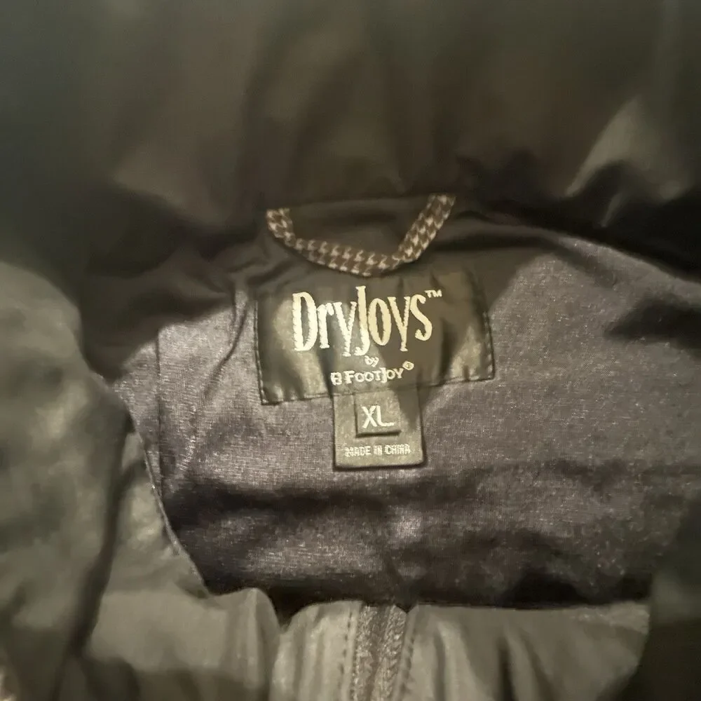 DryJoys FootJoy Vest Mens XL Houndstooth Golf Jacket Rain Wind Zipper Button